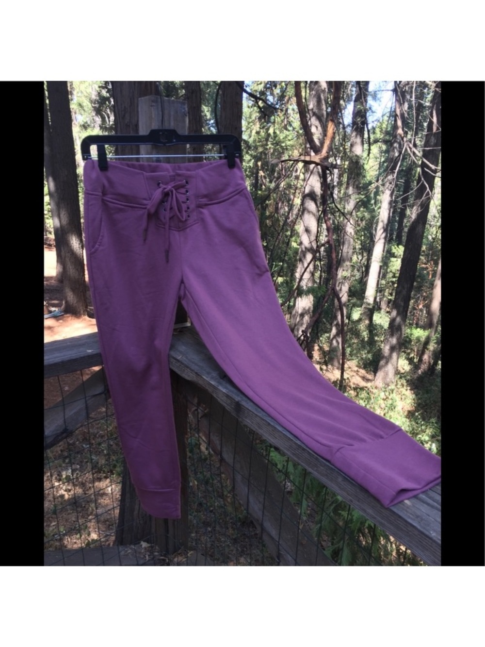 Active USA Purple Lace-Up Waist Track Joggers - Picture 8 of 8